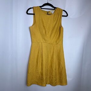bar‎ III Women's Y2K Sleeveless Gold Dress Pleated Fit Flare Cocktail Party